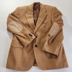 Circle S Men's Corduroy Sport Coat with Suede Elbow Patches - Tan Size 42S